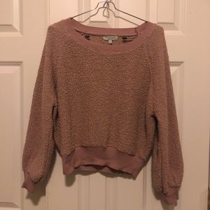 Warm & Cozy | Dusty Rose Long Sleeve Textured Pullover Sweater Small